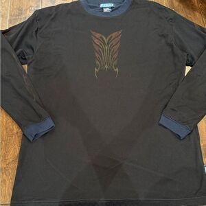 Vintage Streetwear Icebox Mesh Fire Flames Long Sleeve Thermal size XL Y2K